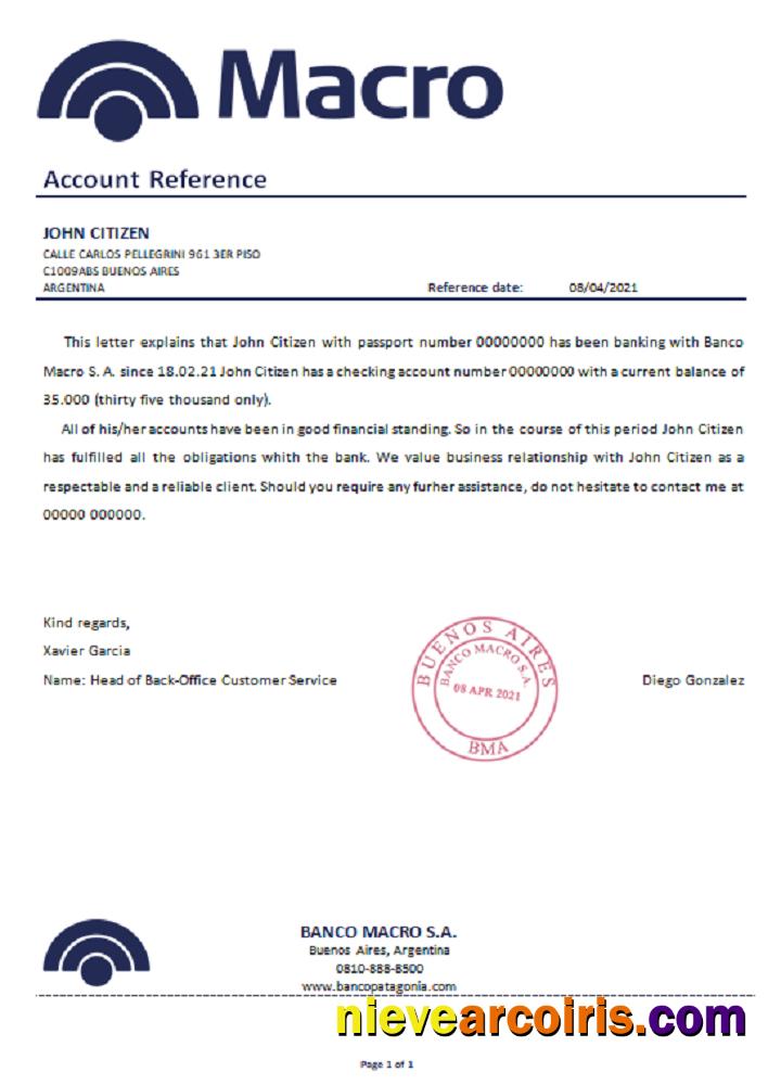 Argentina Banco Macro reference